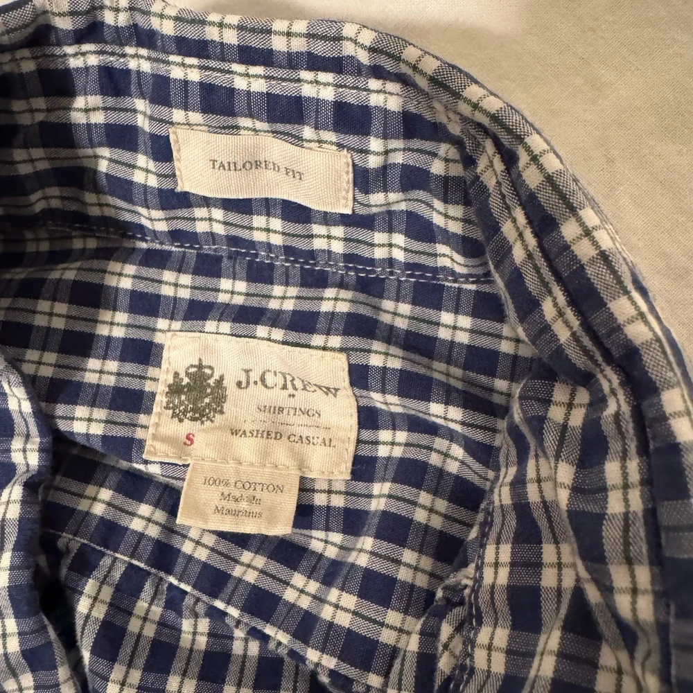 J. Crew Navy and White Plaid Button Down Shirt‎